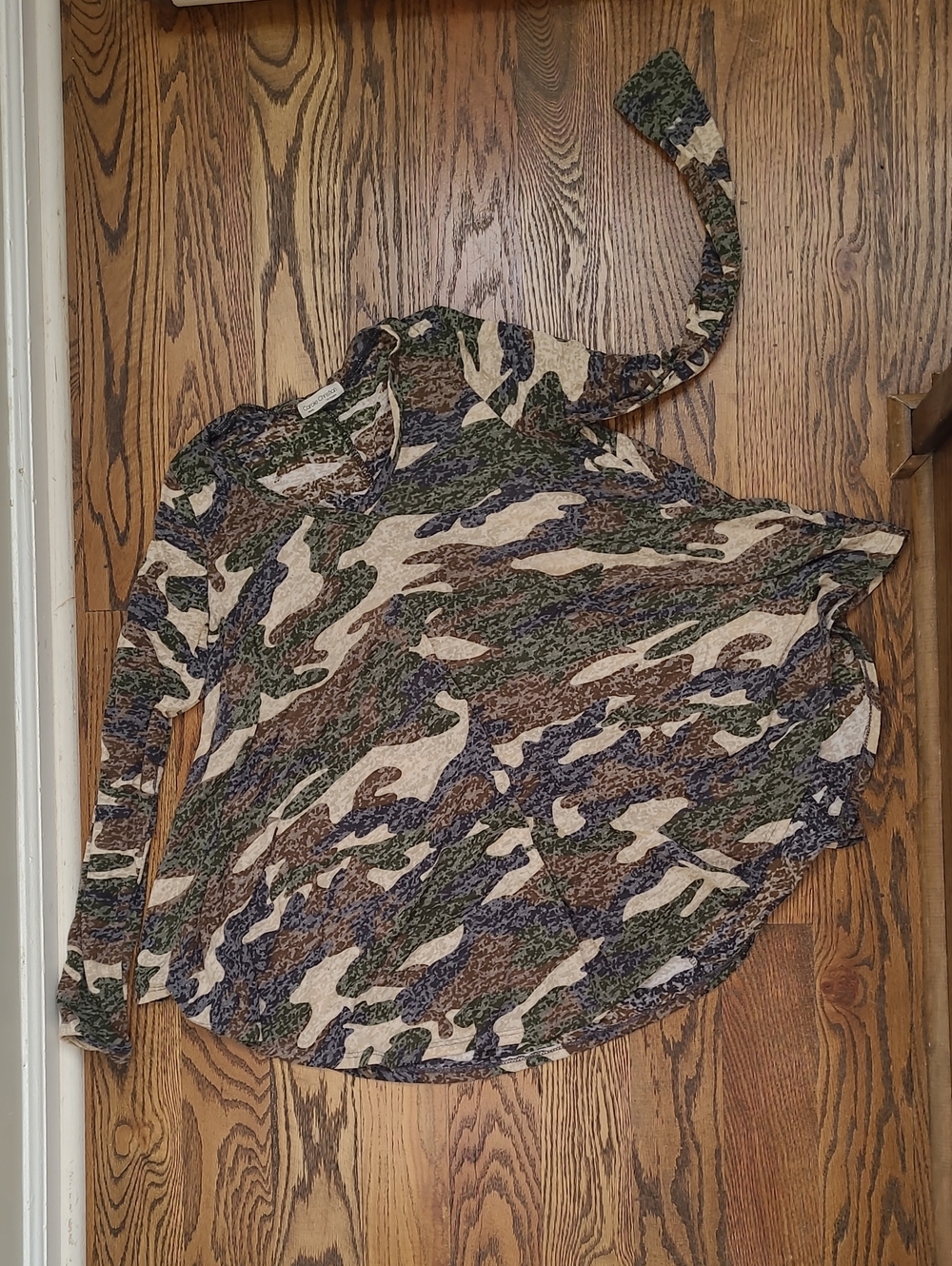 Carole Christian Long Sleeve Flowy Camo Print Top
